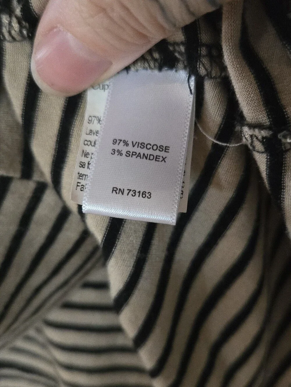 Cable & Gauge | Striped Sleeveless Mock Neck Top in Beige and Black, Size XL - Picture 7 of 7